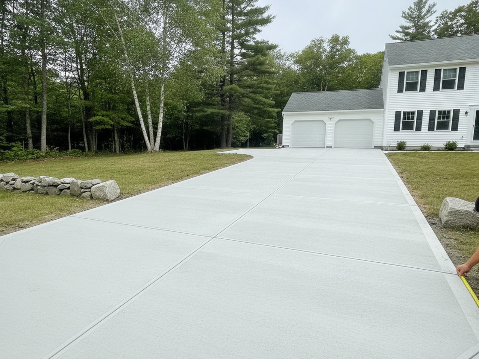 Freeze-thaw concrete driveway damage Sanford Maine York County 60 inch snowfall cracked heaved patched failed repairs